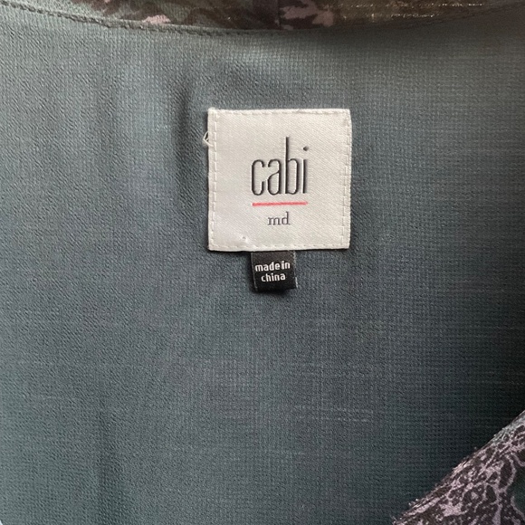 Cabi Womens Blouse Top Sheer Green Plum Floral Evermore Frayed Sleeves 3065 - Picture 3 of 9